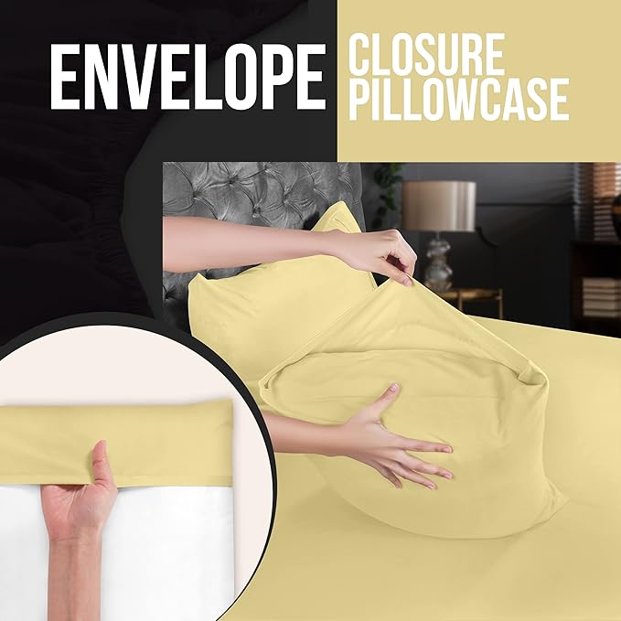 Utopia Bedding Queen Pillow Cases - 2 Pack - Envelope Closure - Soft Brushed Microfiber Fabric - Shrinkage and Fade Resistant Pillow Covers 20 X 30 Inches (Queen, Yellow)