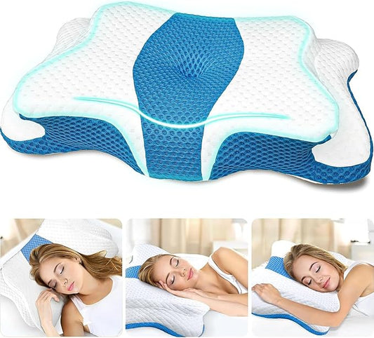 5X Pain Relief Cervical Pillow for Neck and Shoulder Support,Hollow Design Cervical Memory Foam Pillows, Orthopedic Ergonomic Neck Pillow,Contour Bed Pillow for Side,Back,Stomach Sleeper…