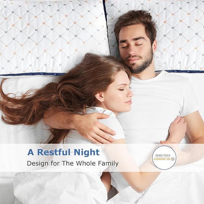 Cooling Pillows Queen Size Set of 2, Luxury Hotel Quality Queen Bed Pillows, Fluffy Down Alternative Pillows 2 Pack for Sleeping, Soft Gusseted Pillows for Side, Back or Stomach Sleepers