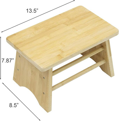 Sorbus Bamboo Step Stool - Small Wooden Stool- Bed Stool for Seniors Bedside Footrest & Potty Training Stool for Kids Toddlers, Adults, Kitchen, Bathroom, Up to 300 Lbs. Non Slip Milking Wood Stool