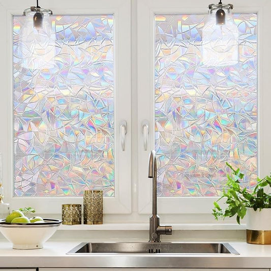 Window Privacy Film,17.5x118 inch Window Film Privacy One Way, Privacy Film for Glass Windows, Rainbow Window Privacy Film (Privacy)