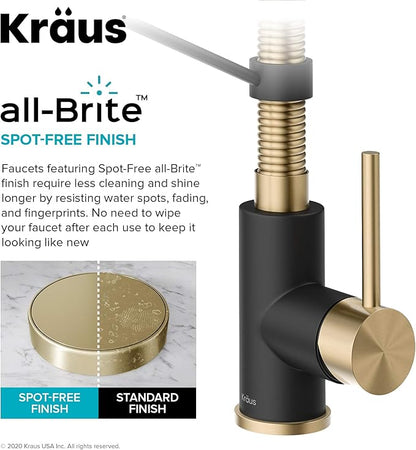 Kraus KPF-1610SFACBMB Bolden 18-Inch Single Handle Commercial Style Pull-Down Kitchen Faucet with Dual Function Sprayer, Spot Free Antique Champagne Bronze/Matte Black