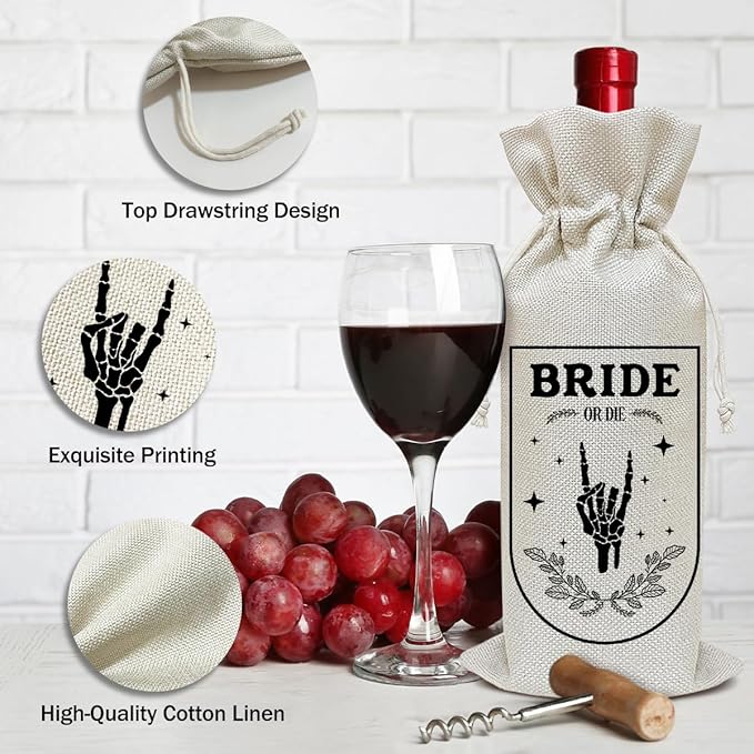Engagement Wine Bag, Engagement Gift for Couples Friends Sister Bestie Coworkers, Bridal Shower Wine Gift Bag, Party Favor Wine Champagne Gift Bag With Drawstring -21