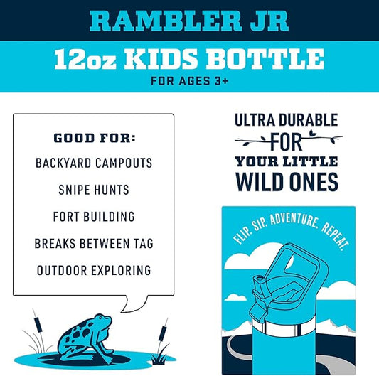 YETI Rambler Jr. 12 oz Kids Bottle, with Straw Cap