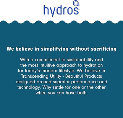 Hydros Water Filter Pitcher, 40 oz Slim Design, Patented Fast Flo Tech, Dishwasher Safe, Fills in Just 40 Seconds, BPA Free, 5 Cup Capacity, White