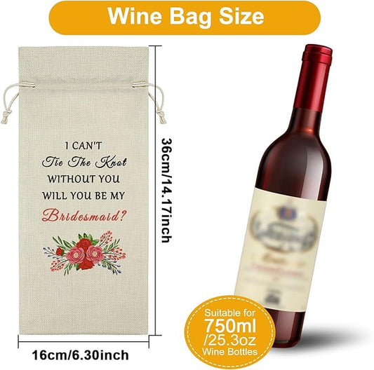 Bridesmaid Gifts for Wedding Day Wine Bag Bridesmaid Thank You Gifts Bridesmaid Proposal Gifts Wine Bottle Decoration Bag Wine Accessories Gifts for Wine Lovers Bridal Shower Gifts for Bridesmaids