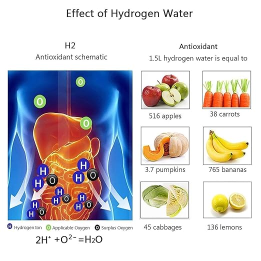 Hydrogen Water Bottle, Hydrogen Rich Water Generator, Rechargeable Portable Glass Hydrogen ，3Min Quick Electrolysis, for Daily Office Home Travel and Fitness Drinking