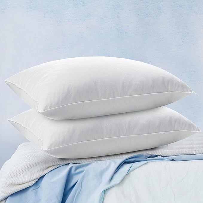 puredown® Soft Bed Pillows for Sleeping, Goose Feather Down Pillows Hotel Collection Queen Size of 2, Twill Diamond Pattern Embossing Pillows for Back Stomach Side Sleepers (20 x 28, 2 Pack)