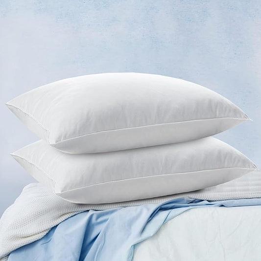 puredown® Soft Bed Pillows for Sleeping, Goose Feather Down Pillows Hotel Collection Queen Size of 2, Twill Diamond Pattern Embossing Pillows for Back Stomach Side Sleepers (20 x 28, 2 Pack)