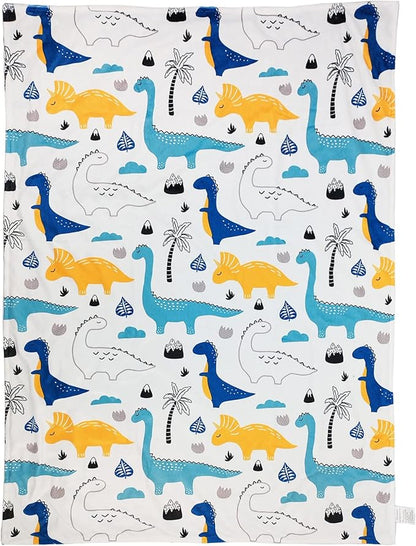 Baby Blanket for Boys Girls (DinosaursPrinted, 30"x40") with Double Layer Dotted Backing Soft Plush Minky Blanket for Toddlers Newborn