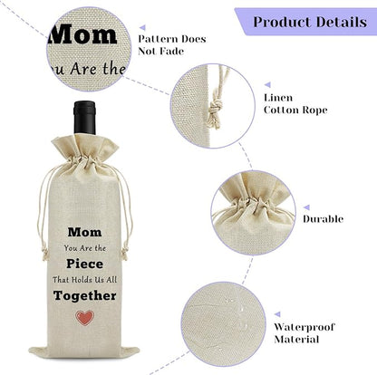 Gift for Mom Mother's Day Gift Wine Bag Thank You Gift for Mom Grandma Birthday Christmas Gift for Her Wine Wrapping Valentine Thanksgiving Gift for Mom from Child Bag Drawstring Wine Gift Bag