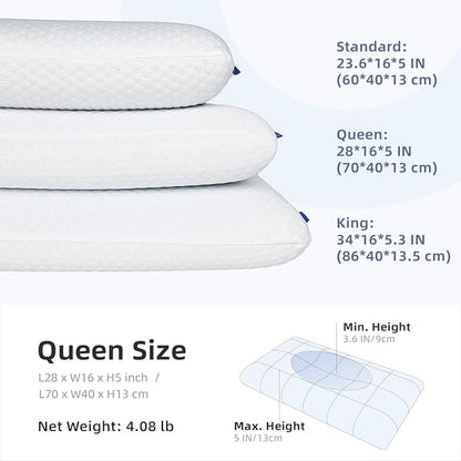 inight Pillows Queen Size Set of 2, Memory Foam Bed Pillows for Sleeping, Bed Pillow for Side Sleepers & Back Sleepers, Oeko-tex & CertiPUR-US-Queen Size (Pack of 2)