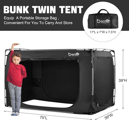 BORNA Bed Tent Bed Canopy Bunk Twin Size, Portable Sleeping Tents Dream Tents Indoor for Kids and Adult, Breathable 70% Blackout Big Space on Bed with Three Doors (Mattress Not Included)