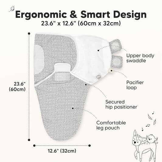 3-Pack Organic Baby Swaddle Sleep Sacks - Newborn Swaddle Sack, Ergonomic Baby Swaddles 0-6 Months, Swaddles for Newborns, Baby Sleep Sack, Baby Swaddle Blanket Wrap,Baby Essentials (Nordic,L)