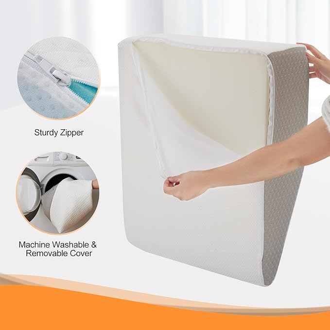 Leg Elevation Pillows for Sleeping, Memory Foam Wedge Pillow for Legs, Knee Wedge Pillow for After Surgery, Swelling, Back Pain and Circulation, Non-Slip Base, Removable Cover (10 Inch, White)