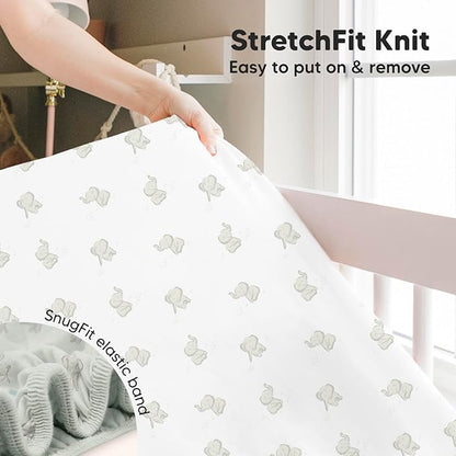 2-Pack Crib Sheets for Boys,Girls - Viscose Derived from Bamboo Fitted Crib Sheet, Organic Baby Crib Sheets, Crib Mattress Sheet,Toddler Bed Sheets,Baby Sheets for Crib Fitted Sheets(Elly)