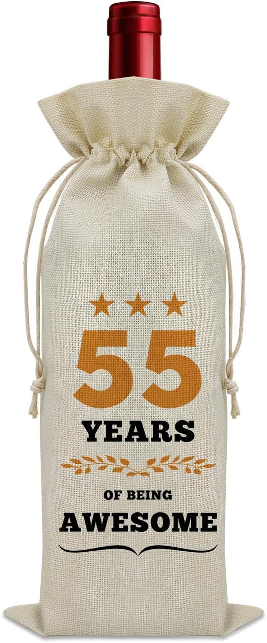 55th Birthday Gifts for Women Men Wine Bag 55 Year Old Birthday Gifts for Her Him 55 Year Work Anniversary Decorations Wine Bottle Decoration Bag Born in 1969 Wine Accessories Gifts for Wine Lovers