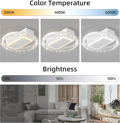 NicBex Ceiling Fan 20 Inch Modern Ceiling Fans with Lights Bladeless Ceiling Fan with Remote Control Round Ceiling Fans with Reversible Motor for Bedroom, Living Room, White