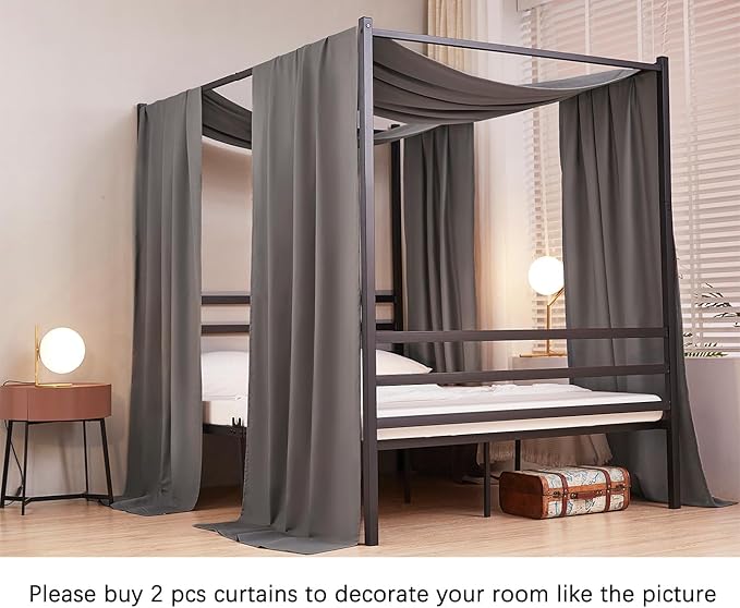 Akiky Linen Canopy Bed Curtains for Kid House Bed Montessori Canopy for Nursery Bed Canopy for Kids Child Toddler Adult Room Decoration(Twin,Dark Gray)