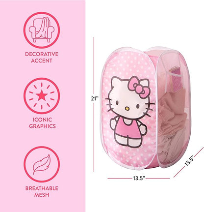 Sanrio Hello Kitty Pop Up Hamper with Durable Carry Handles, 21'' H x 13.5'' W X 13.5'' L