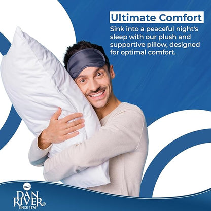 DAN RIVER Double Needle Pillows Queen (20x28), Set of 2 | White Hotel Pillows | Cooling Pillow for Side Sleepers | Back Sleeper Pillows | Best Pillows for Sleeping | Dorm Room Essentials