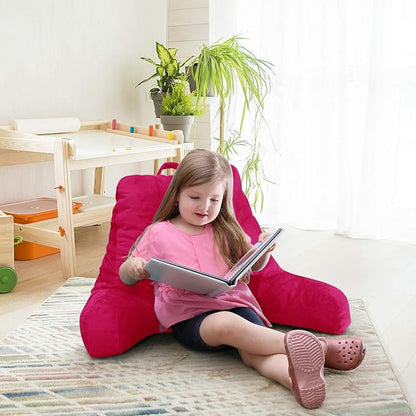 Nestl Reading Pillow for Kids, Small Bed Pillow, Back Pillow for Sitting in Bed, Memory Foam Chair Pillow, Reading & Bed Rest Pillows, Hot Pink Back Pillow for Bed, Arm Pillow with Pockets