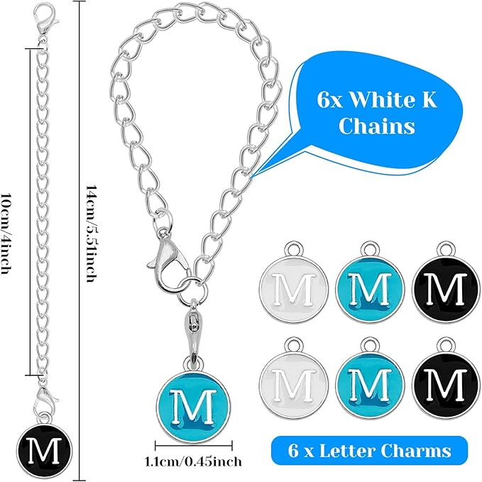Letter Accessories for Stanley Cup,6PCS Initial Name ID Personalized Handle Personalized Handle Decor Set DIY Identification Handle Letter for Stanley Tumble (M/White/Black/Blue)