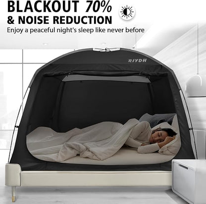 Bed Tent Bed Canopy Breathable 100% for Adult and Kids Light Reduction Sleeping Dream Tents Indoor Portable Big Space with String Light 3 Doors Twin Full Queen King Size