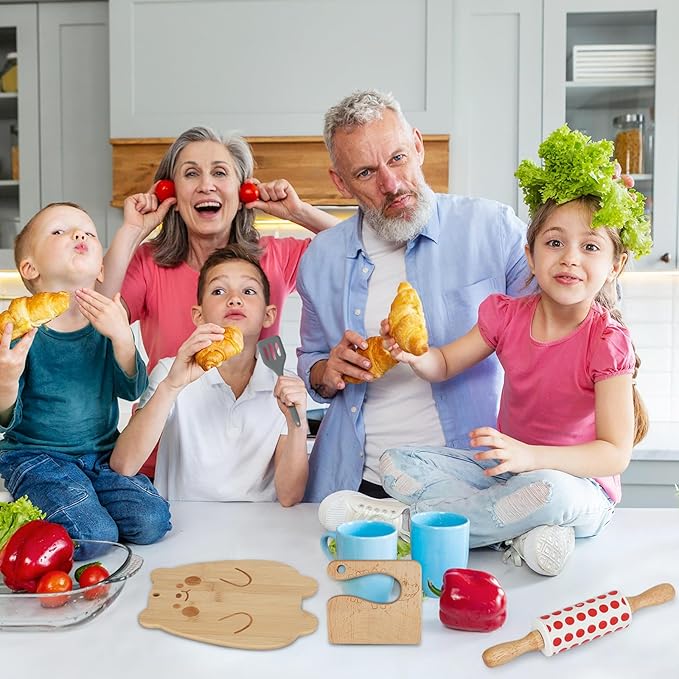 Kids Knife Set for Real Cooking and Baking, 12 PCS Toddler Montessori Kitchen Tools, Toddler Knife Set for Kids Little Chefs