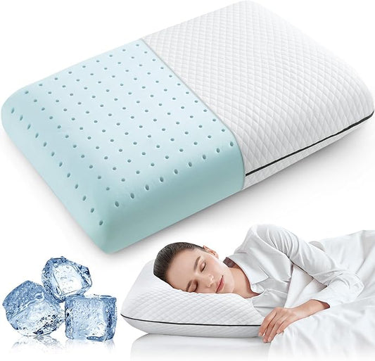 Best Soft Memory Foam Pillow, Ventilated and Breathable Cooling Pillow for Sleeping,Oeko-TEX & CertiPUR-US Double Certification,23.5x14x4.5 Inches (1 Pack)