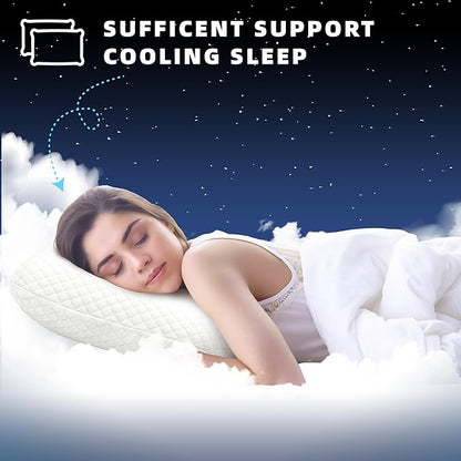 Gel Cooling Pillow Memory Foam Pillows for Side, Back, and Stomach Sleepers Bed Pillow for Sleeping Standard Size