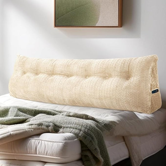 Triangular Wedge Headboard Pillow Large Bolster Bed Rest Reading Pillow Backrest Positioning Support Bolster Cushion with Removable Cover