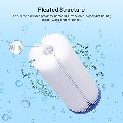 Whole House Water Filter Cartridge Replacement for Well Water, 5 Micron Water Filter 10" x 2.5" Pleated Sediment Water Filter Compatible with R50, WFPFC3002, W50PE, WB-50W, WHKF-WHPL - 6 Pack