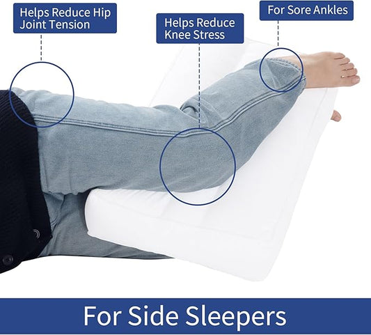 HOMBYS Knee Pillow for Side Sleepers,Down Alternative Between Leg Pillow for Sleeping,Under Knee Pillow for Sleeping on Back,Spine Alignment, Lower Back Pain Relief,Pregnancy Support,White 5 inch