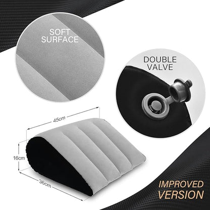 Inflatable Wedge Pillow - Leg Pillow for Sleeping, Leg Elevation Pillow, Lumbar Pillow Reduces Waist and Back Pressure, Portable Wedge Cushion for Sleeping, Bed, Travel, Camping, Grey