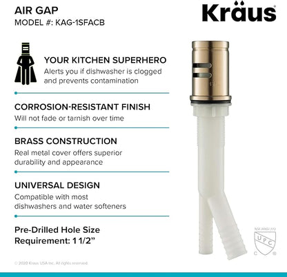 KRAUS Spot Free Bolden™ 18-Inch Commercial Kitchen Faucet with Air Gap in All-Brite™ Antique Champagne Bronze Finish