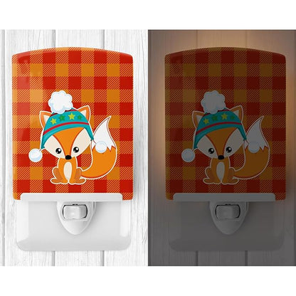Caroline's Treasures BB9174CNL Christmas Fox #2 Ceramic Night Light Compact, UL-Certified, Ideal for Bedroom, Bathroom, Nursery, Hallway, Kitchen, 6x4x3, Multicolor