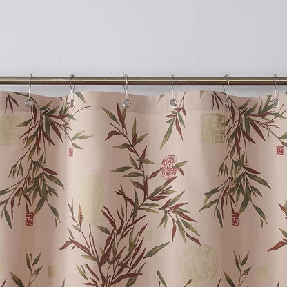 Saigon Farmhouse Printed Leaves Vintage Waterproof Polyester Fabric Brown Bamboo Country Cloth Bathroom Shower Curtain,Extra Large 78" W x 78" H
