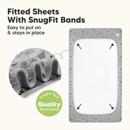 2-Pack Waterproof Crib Sheets for Boys, Girls - Viscose Derived from Bamboo Crib Sheets Neutral, Crib Mattress Protector Sheet, Soft Toddler Bed Sheets, Fitted Baby Crib Sheets Girl, Boy (Woodland)