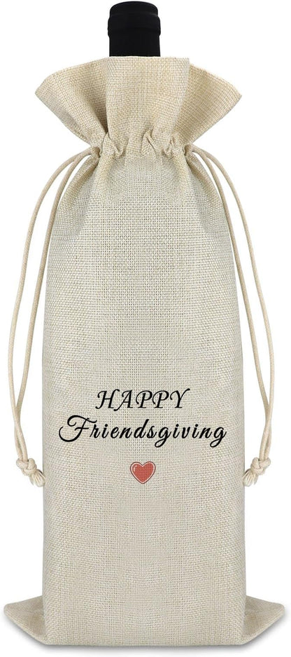 Friendship Gift for Best Friends Besties Wine Bags Friendsgiving Party Decors Friendsgiving Gift for Friends Thanksgiving Decors Happy Friendsgiving Burlap Wine Bottle Bag Graduation Christmas Gift