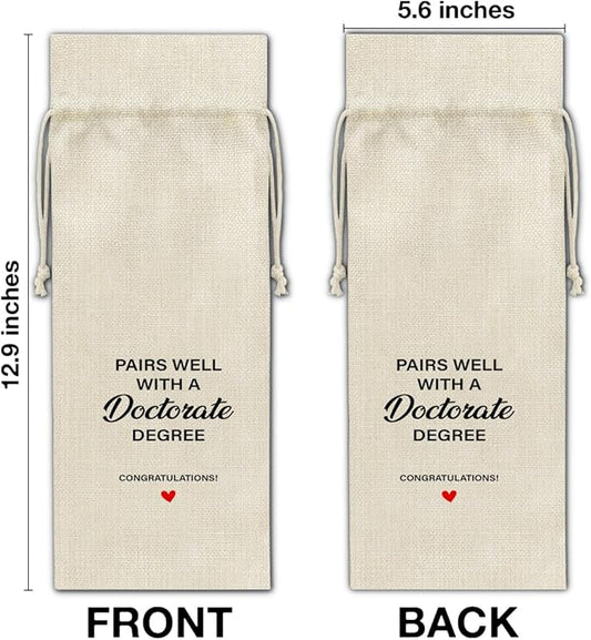 HOIJAUMAI Doctorate Degree Graduation Gifts Doctorate Graduation Gift Doctorate Graduation Wine Bag Pairs Well with a Doctorate Degree Wine Gift Bags for Men Women