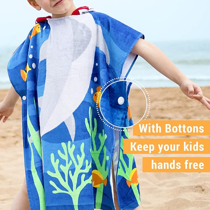 Kids Hooded Towel Bath Beach Soft Cotton Towels Girls Absorbent Pool Wrap with Hood Baby Toddler Poncho Robe(Unicorns,5-9Years/Height:43"-51")