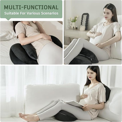 DOWNCOOL Pregnancy Pillow, Black Maternity Pillow for Pregnant Women, Pregnancy Pillows for Sleeping with Removable Cover,Support for Back, Belly, Legs