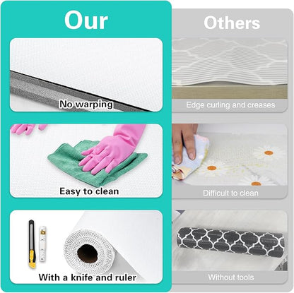 Shelf and Drawer Liner for Kitchen Cabinet,18 in x 30 FT Non-Adhesive Cabinet Liners for Shelves Non-Slip Waterproof Kitchen Drawer Liners Contact Paper Shelf Paper with Knife and Tape Measure