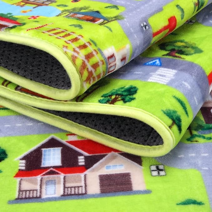 Kids Playroom Rug Car Rug Learning Carpet Educational City Roads Carpet for Playing with Cars Kids Playmat for Baby Kids Playroom Non Slip Play Mat Toddler Playmat Rug, 3x5 ft, Grey Streets