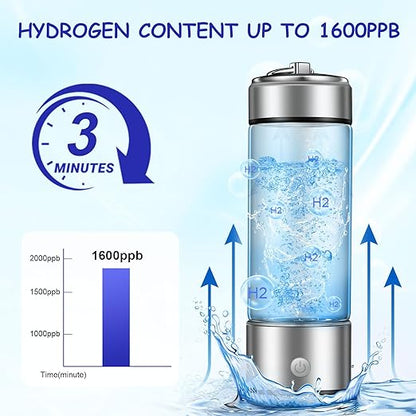 Rechargeable Hydro Health Hydrogen Water Bottle Portable Glass Hydrohealth Hydrogen Water Bottle Generator 420ml