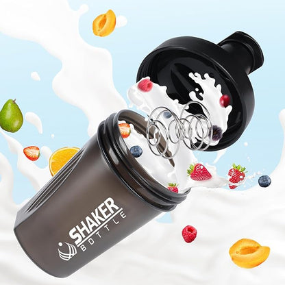 Shaker Bottle, 400ml Small Protein Shaker Cup with Mixing Ball for Smooth blending, Leak-Proof GYM Workout Water Bottles for protein Shake，Bpa Free (13oz / Black)
