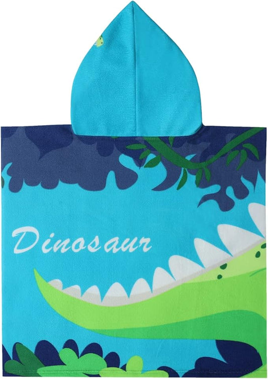 Kids Dinosaur Beach Towel with Hooded for Boys Girls 1-6 Years | Baby Toddler Bath Towel for Pool Swiming Hood | Children Microfiber Towel