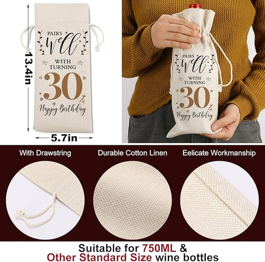 30th Birthday Gifts for Her Women Men, Best Gift for 30 Year Old Man Husband Wife Friends Him Her, Vintae Happy 1994 30th Birthday Anniversary Decorations Wine Bag?Wine Gifts Wine Gift Bag