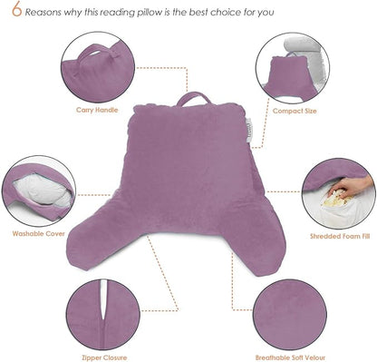 Nestl Reading Pillow for Kids, Small Bed Pillow, Back Pillow for Sitting in Bed, Memory Foam Chair Pillow, Reading & Bed Rest Pillows, Lavender Dream Back Pillow for Bed, Arm Pillow with Pockets
